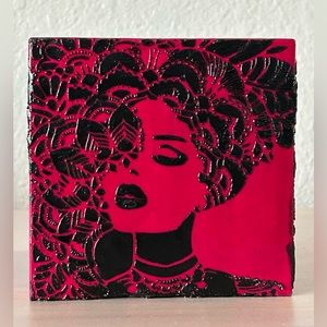 Hand Made Concrete Planters with hand made designs.